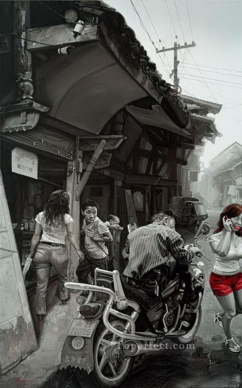 中国の春街油絵